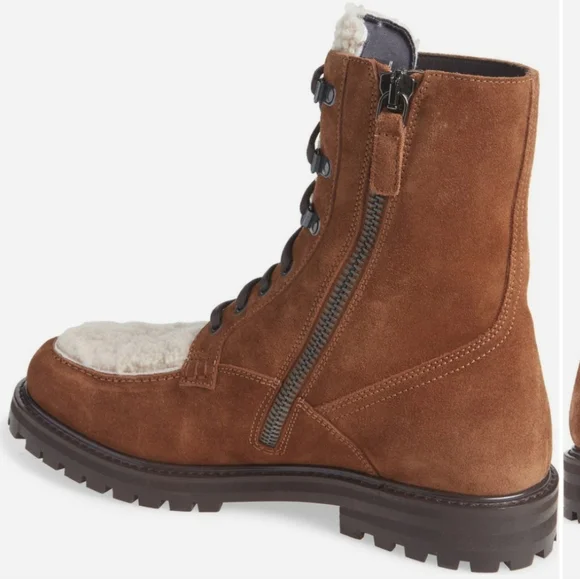 Aquatalia’s suede `Isaac’ boots Shearling Lug Sole Italian Luxury Designer #74 - Picture 2 of 12